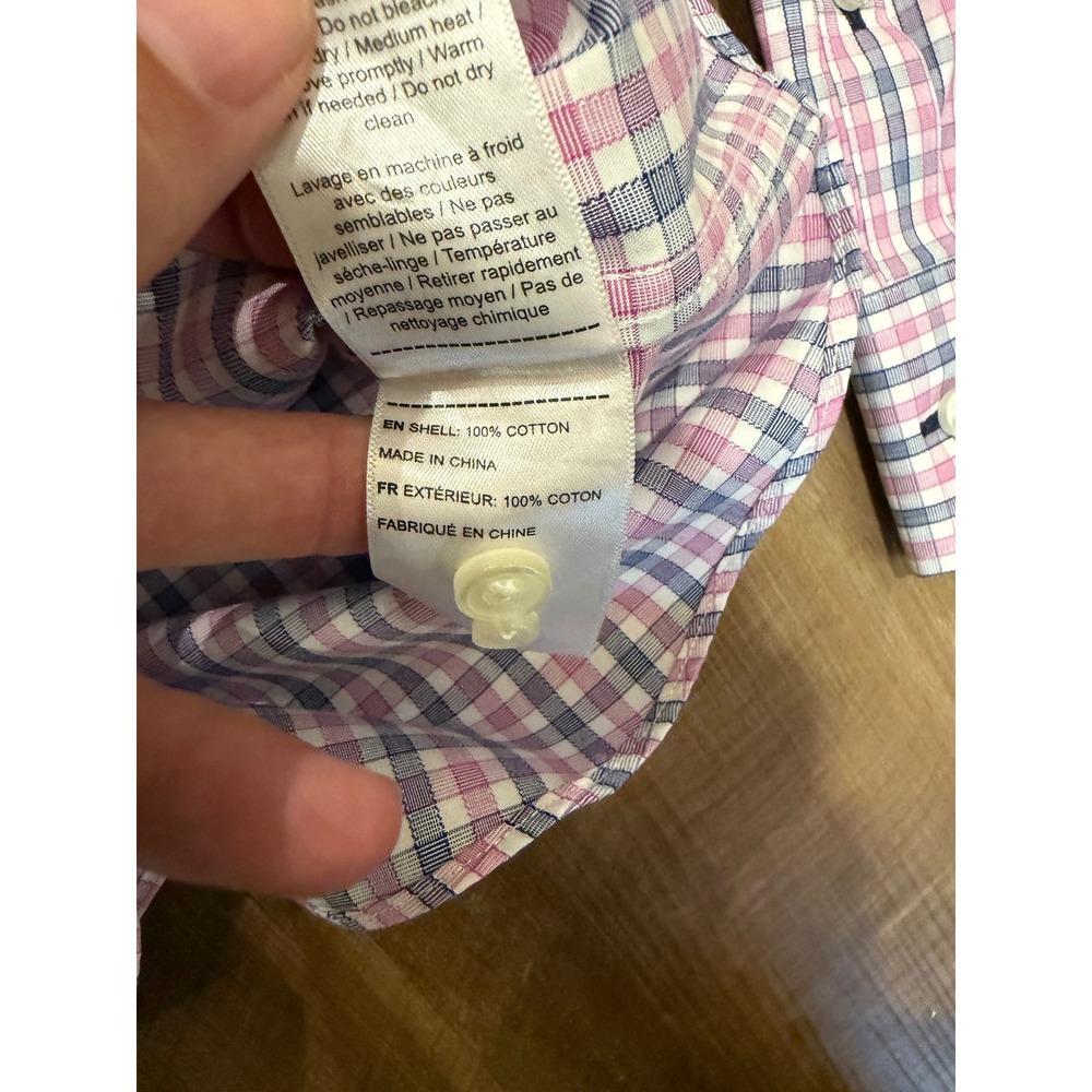 UNTUCKit Button Down Shirt Mens Large Tall Slim Pink Plaid Dolcetto 01065 - Picture 5 of 7